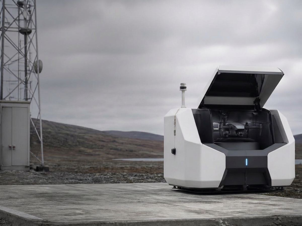 Autonomous drone docking station at a remote property