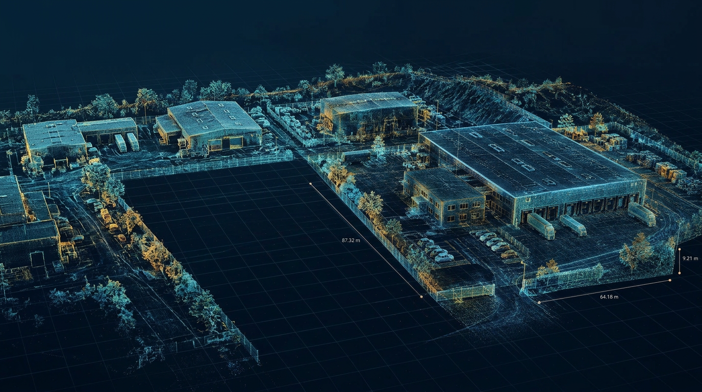 Mapping drone surveying a construction site marked for photogrammetry